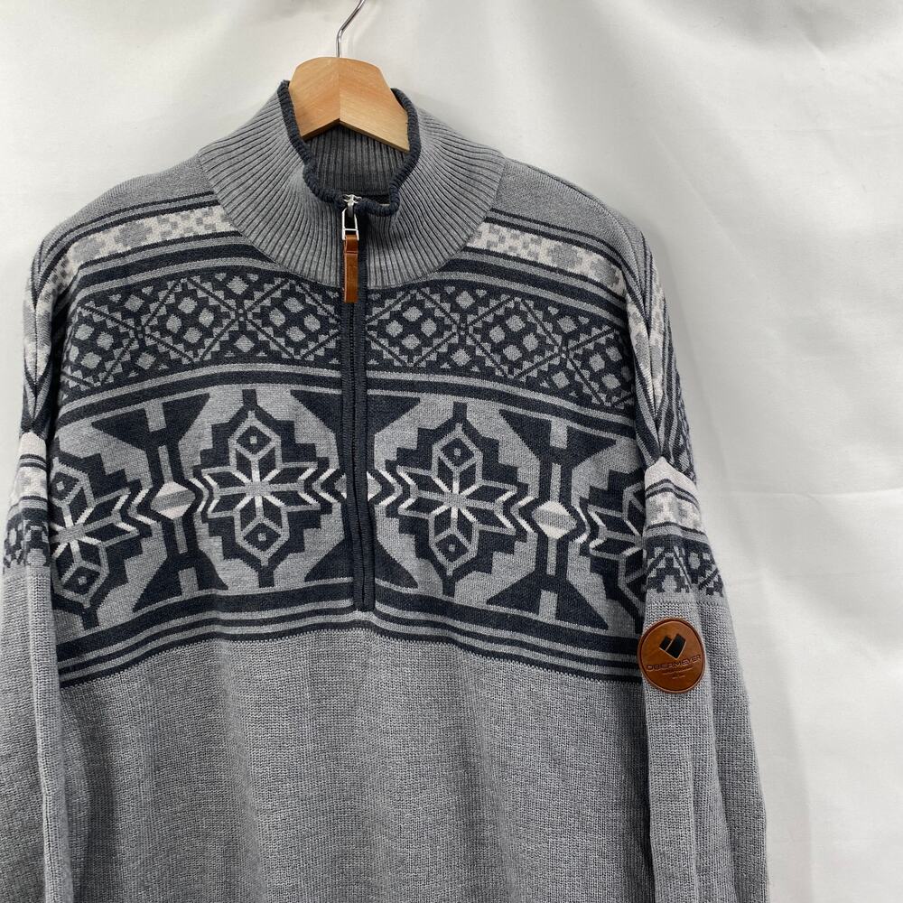 Obermeyer XL merino wool gray half zip sweater